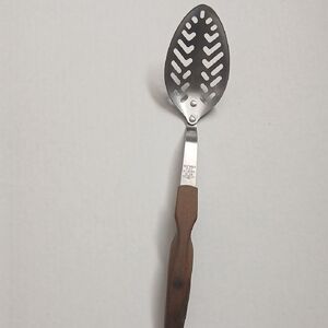 Stainless Steel and Wood Slotted Spoon Vintage  Made In USA